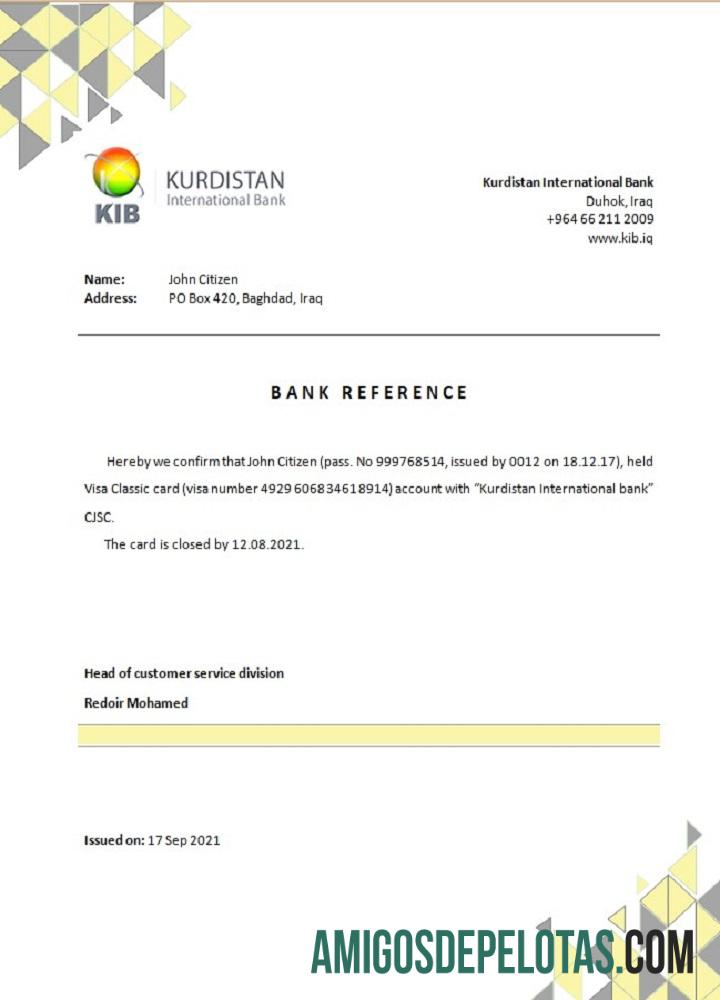 Referência sobre o encerramento internacional do Curdistão no Iraque exemplo real